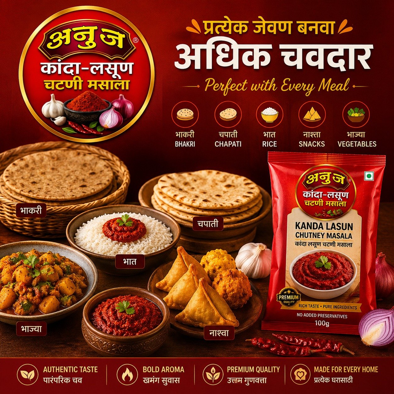 Anuj Masala Served with Traditional Food